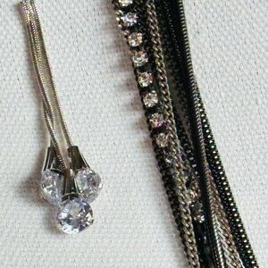 Elegant & Sexy Black and Silver Necklace with Crystal Accents